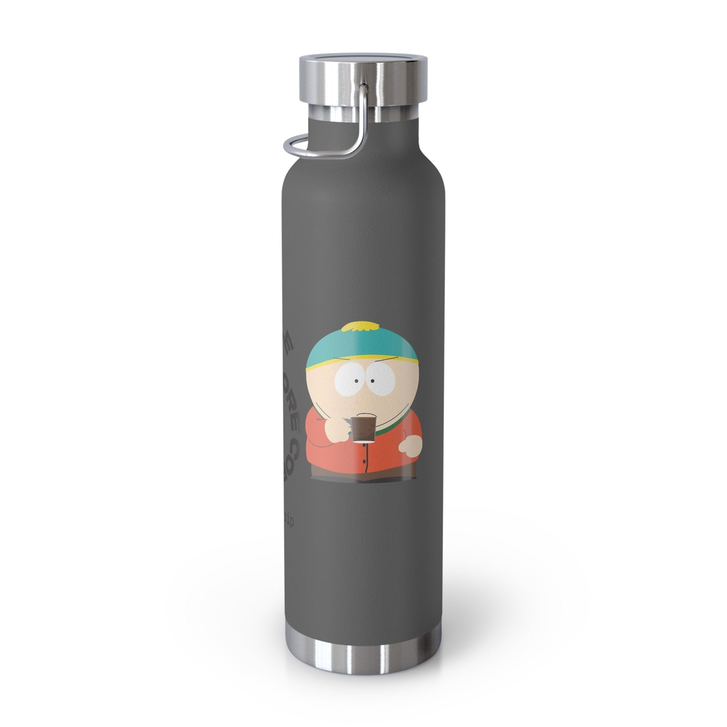 22oz Vacuum Bottle — "Less Hustle More Coffee, Take a Sip" Illustrated Coffee Design