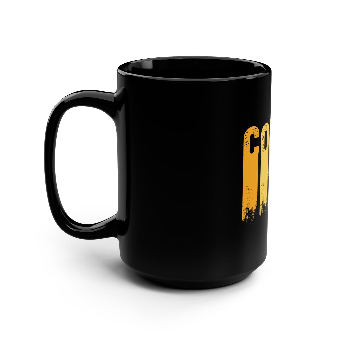 Retro 'Coffee' Black 15oz Mug — Vintage Striped Coffee Cup