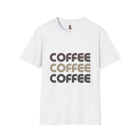 Coffee Repeat Tee — Retro Stacked "COFFEE" Graphic T-Shirt