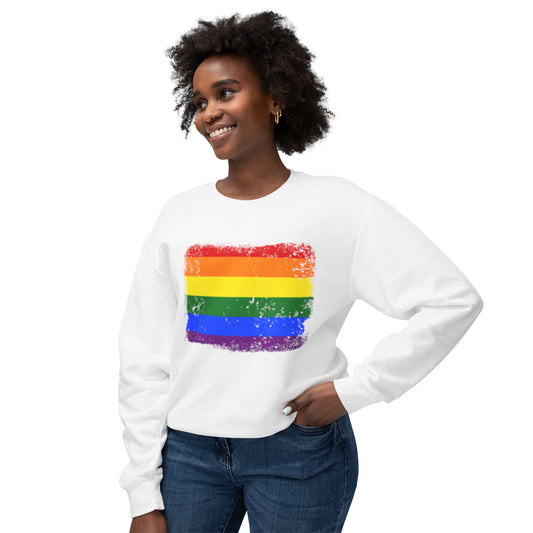 Unisex Distressed Rainbow Pride Crewneck Sweatshirt