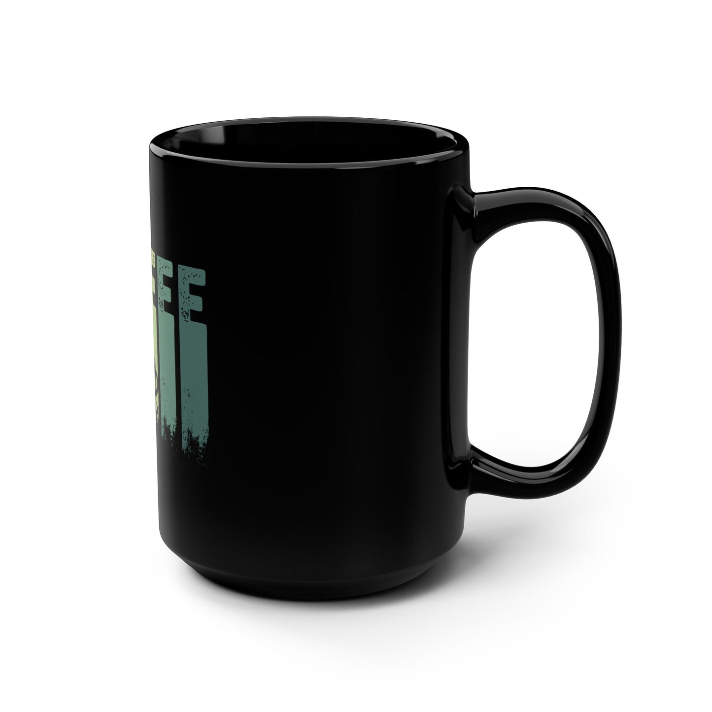 Retro 'Coffee' Black 15oz Mug — Vintage Striped Coffee Cup