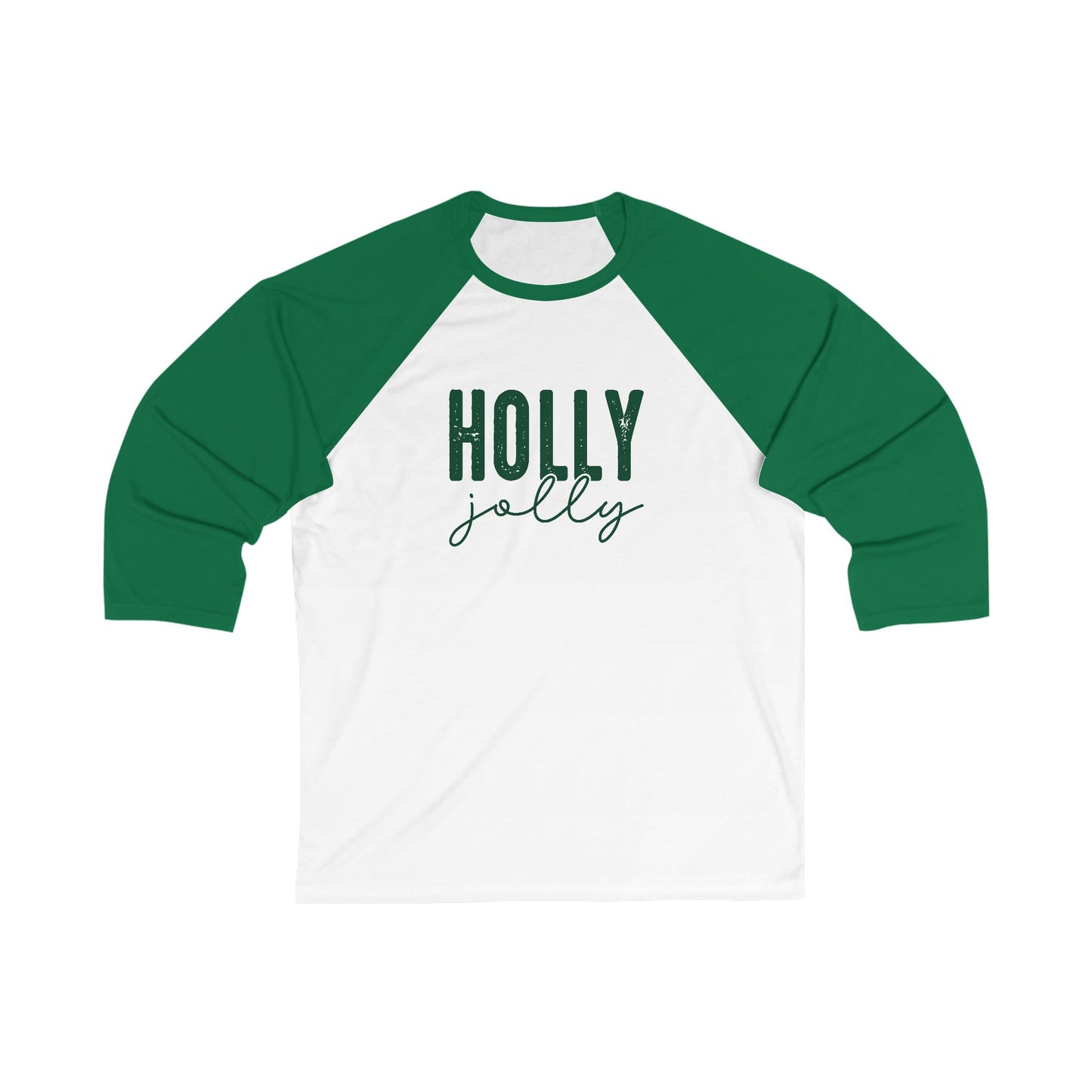 Holly Jolly Baseball Tee — Christmas Raglan 3/4 Sleeve Shirt