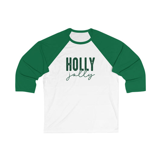 Holly Jolly Baseball Tee — Christmas Raglan 3/4 Sleeve Shirt