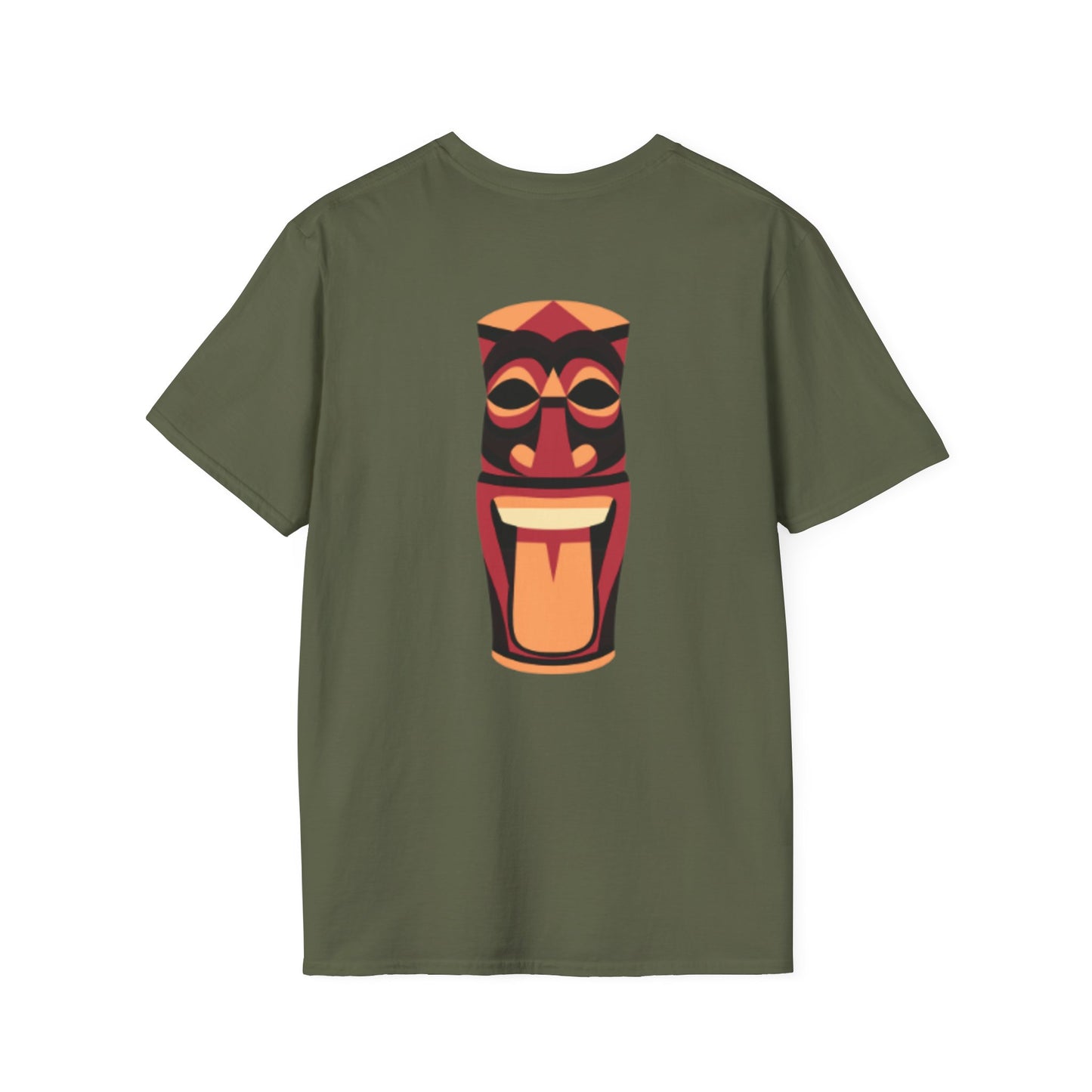 Tiki Mask Graphic T-Shirt — 'To Team' Chest Text, Colorful Hawaiian Aloha Vibe