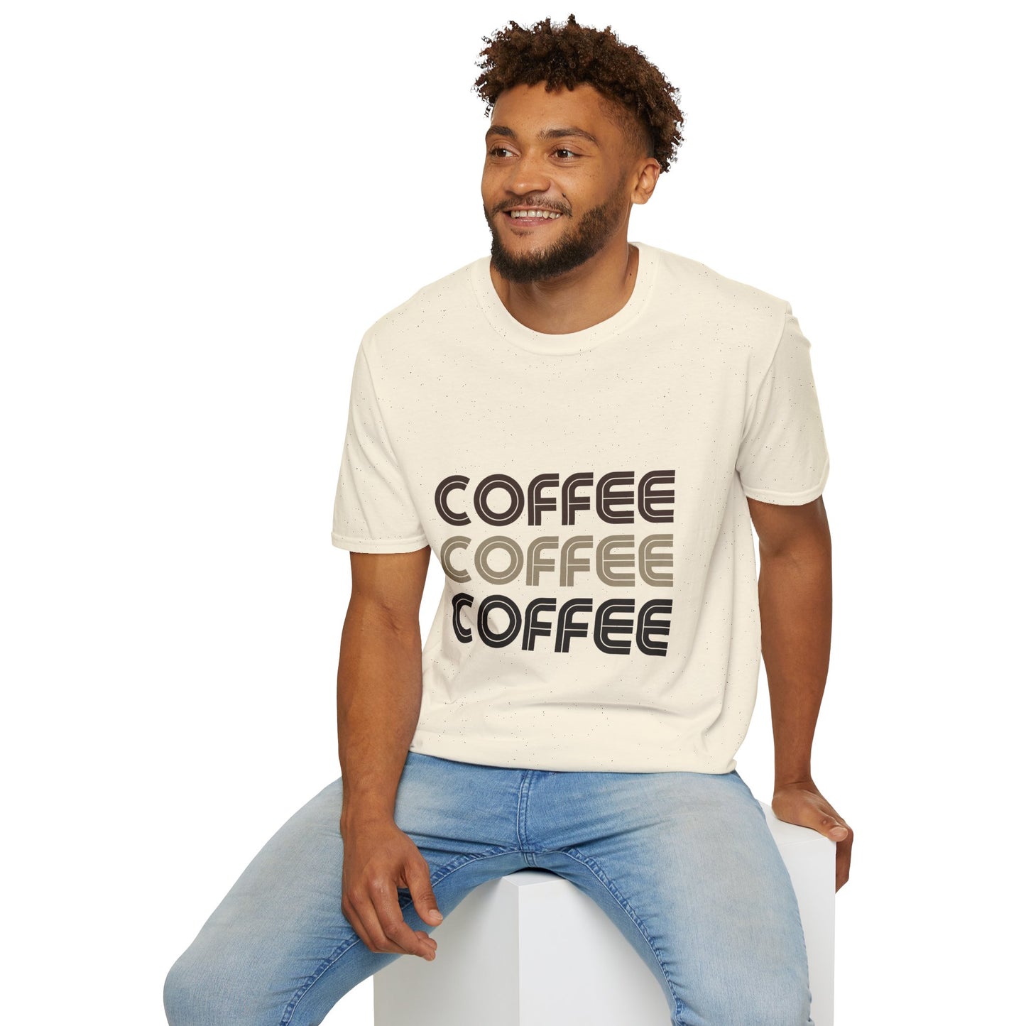 Coffee Repeat Tee — Retro Stacked "COFFEE" Graphic T-Shirt