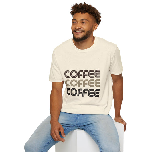 Coffee Repeat Tee — Retro Stacked "COFFEE" Graphic T-Shirt